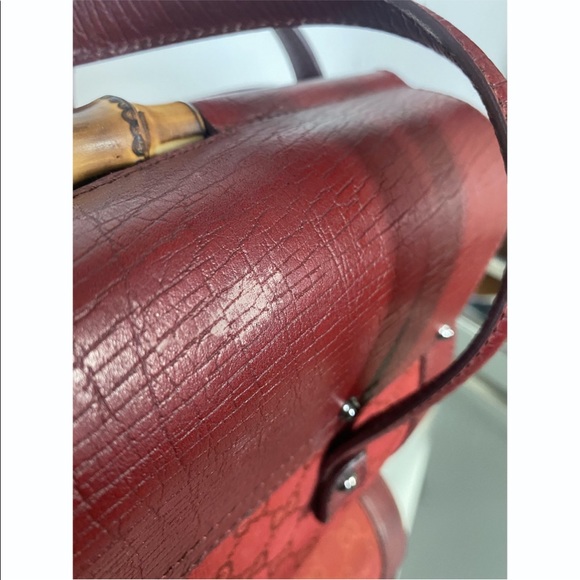 Gucci Red Bamboo Cloth Handbag - Picture 9 of 9